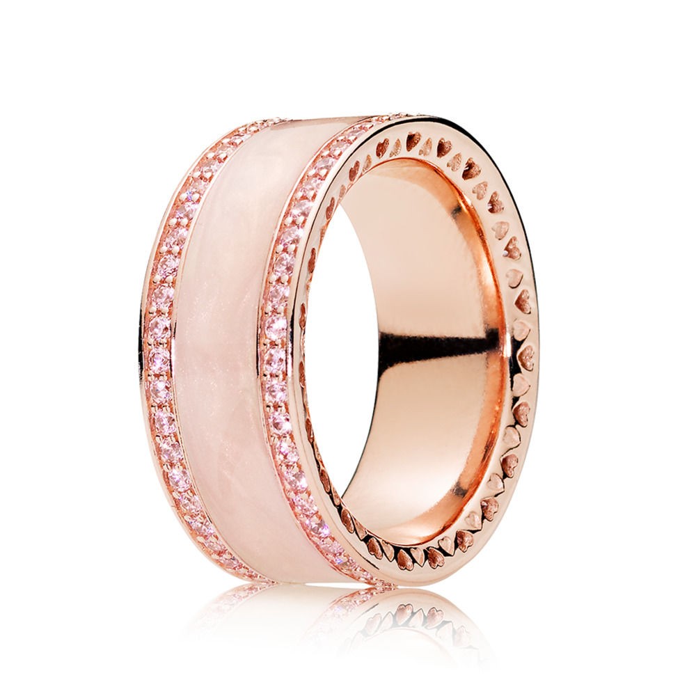 Pandora Rose Pink Hearts of Pandora Band Ring