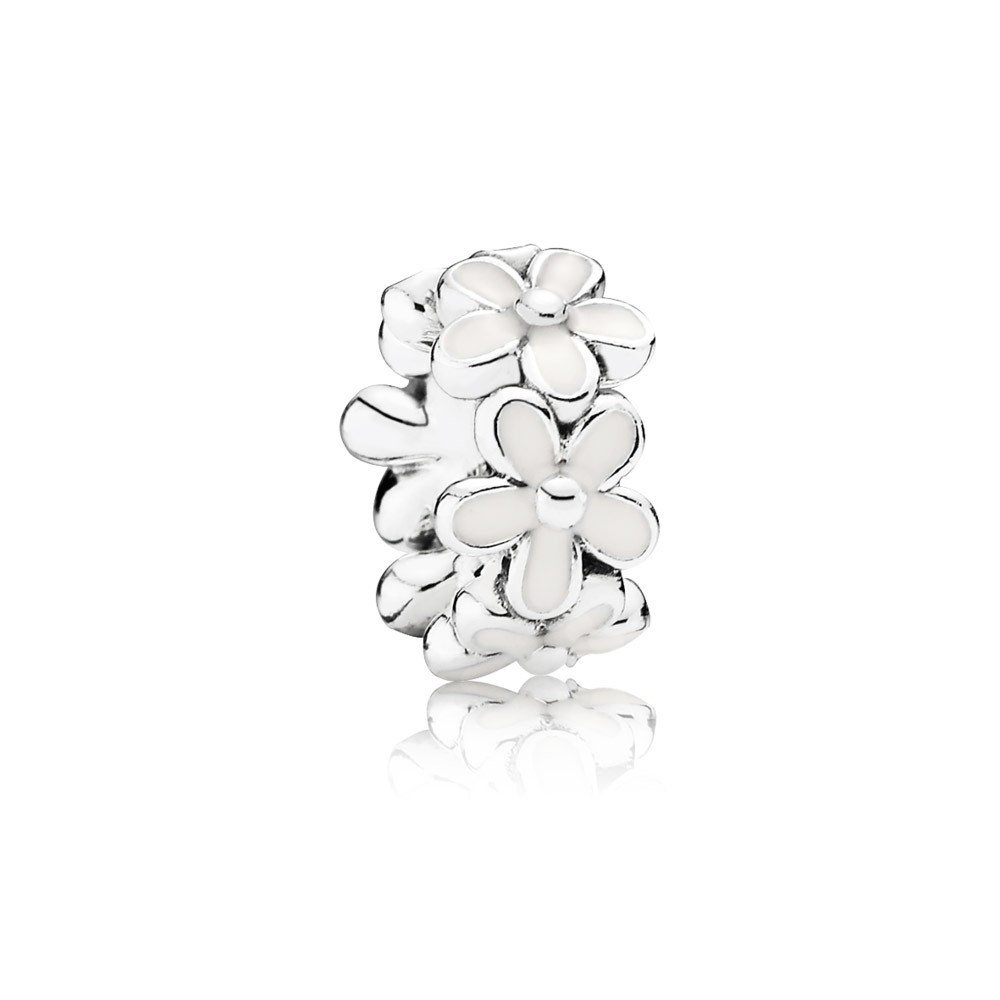 Pandora Daisy Silver Spacer With White Enamel