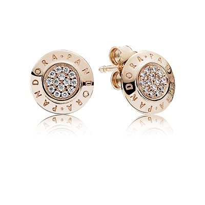 Pandora Rose Pandora Signature With Clear Cz Stud Earrings