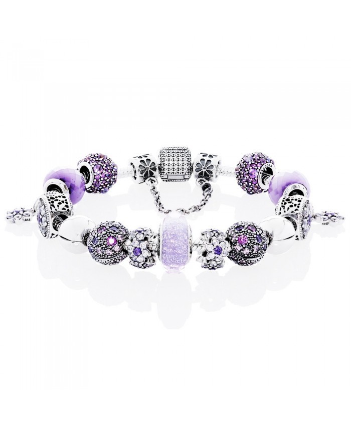 Pandora Silver Purple Droplets Complete Bracelet Cb551