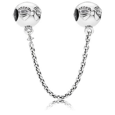 Pandora Dainty Bow With Clear Cz Safety Chain